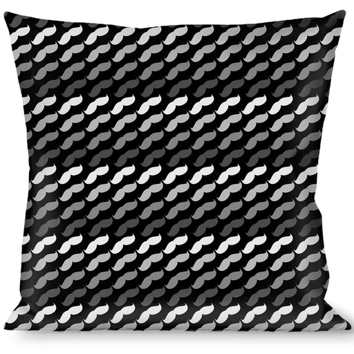 Buckle-Down Throw Pillow - Mustache Monogram Black/Grays Throw Pillows Buckle-Down   
