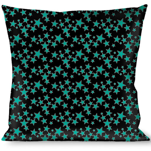 Buckle-Down Throw Pillow - Multi Stars Black/Turquoise Throw Pillows Buckle-Down   