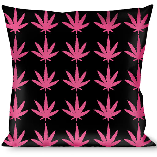 Buckle-Down Throw Pillow - Marijuana Leaf Repeat Black/Pink Throw Pillows Buckle-Down   