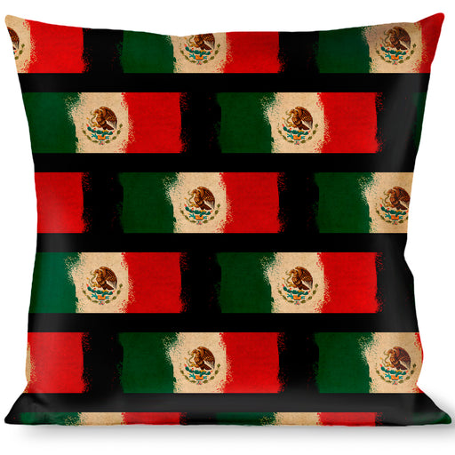 Buckle-Down Throw Pillow - Mexico Flag Distressed Painting Throw Pillows Buckle-Down   