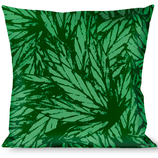 Buckle-Down Throw Pillow - Marijuana Leaves Stacked Black/Green Throw Pillows Buckle-Down   