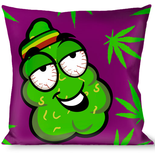 Buckle-Down Throw Pillow - Marijuana Nugs/Leaves Cartoon Purple/Green Throw Pillows Buckle-Down   