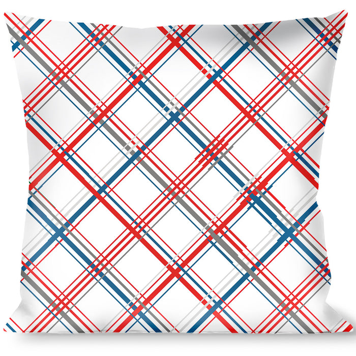 Buckle-Down Throw Pillow - Plaid X White/Red/Turquoise/Gray Throw Pillows Buckle-Down   