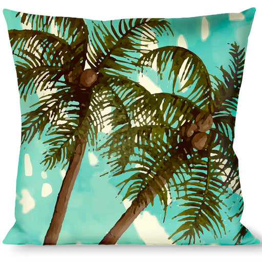 Buckle-Down Throw Pillow - Palm Trees Swaying Tan/Teal Throw Pillows Buckle-Down   