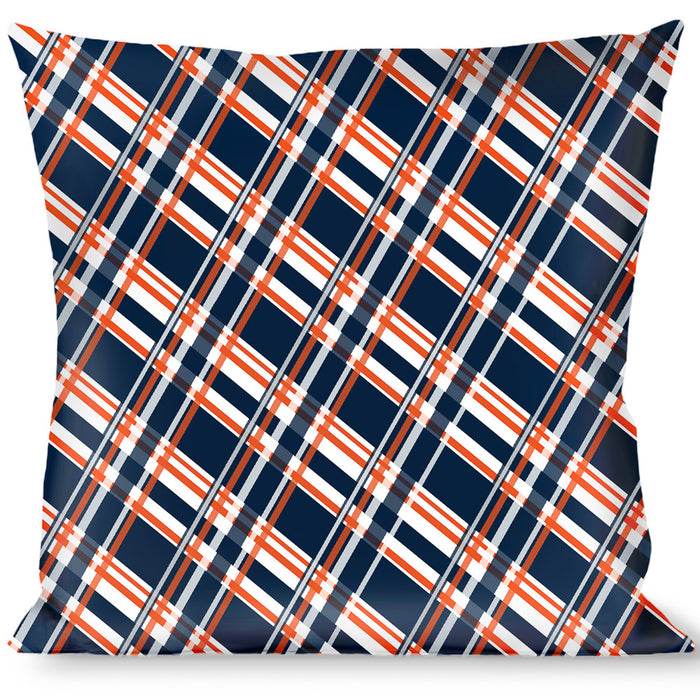 Buckle-Down Throw Pillow - Plaid X3 Navy/Orange/White Throw Pillows Buckle-Down   