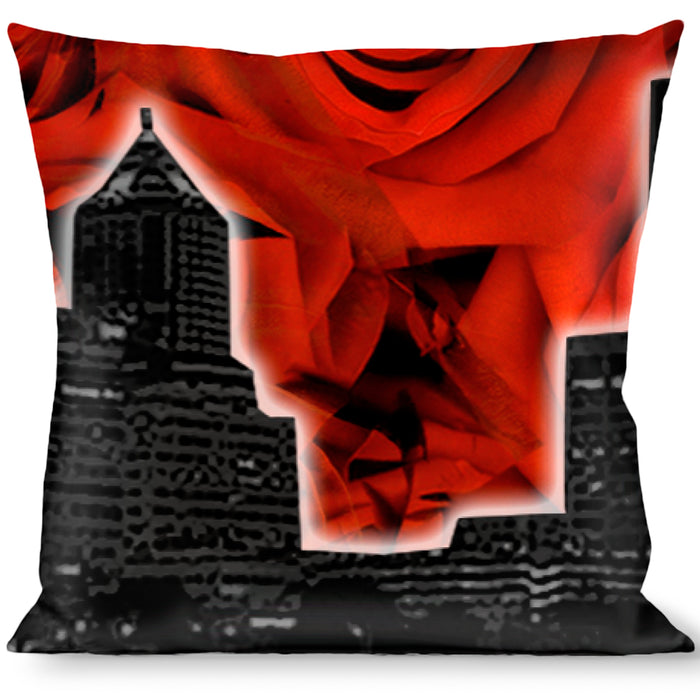 Buckle-Down Throw Pillow - Portland Vivid Skyline Red Roses/Black Throw Pillows Buckle-Down   