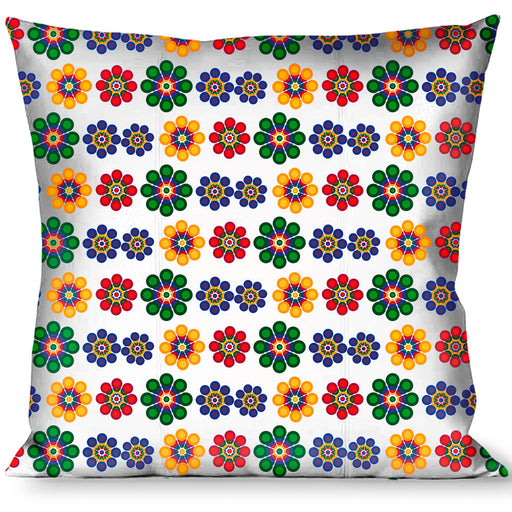 Buckle-Down Throw Pillow - Psychedelic Daisies C/U White/Multi Color Throw Pillows Buckle-Down   