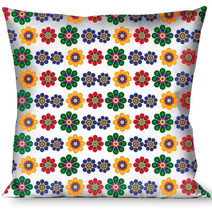 Buckle-Down Throw Pillow - Psychedelic Daisies C/U White/Multi Color Throw Pillows Buckle-Down   