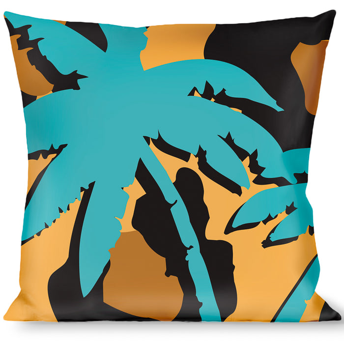 Buckle-Down Throw Pillow - Palm Tree Silhouette Leopard Brown/Turquoise Throw Pillows Buckle-Down   