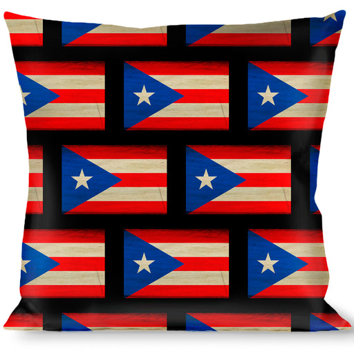 Buckle-Down Throw Pillow - Puerto Rico Flag Weathered Throw Pillows Buckle-Down   