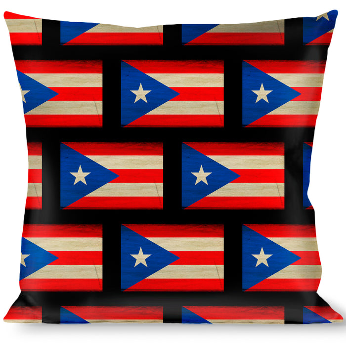 Buckle-Down Throw Pillow - Puerto Rico Flag Weathered Throw Pillows Buckle-Down   