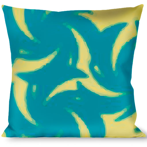 Buckle-Down Throw Pillow - Pinwheel Plumes Beige/Turquoise Throw Pillows Buckle-Down   