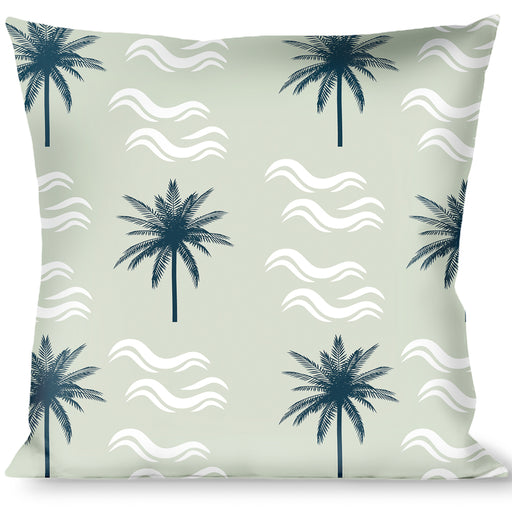 Buckle-Down Throw Pillow - Palm Trees & Waves Monogram Blues/White Throw Pillows Buckle-Down   