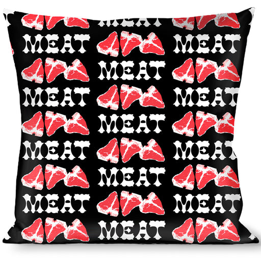 Buckle-Down Throw Pillow - Steaks w/MEAT Text Throw Pillows Buckle-Down   