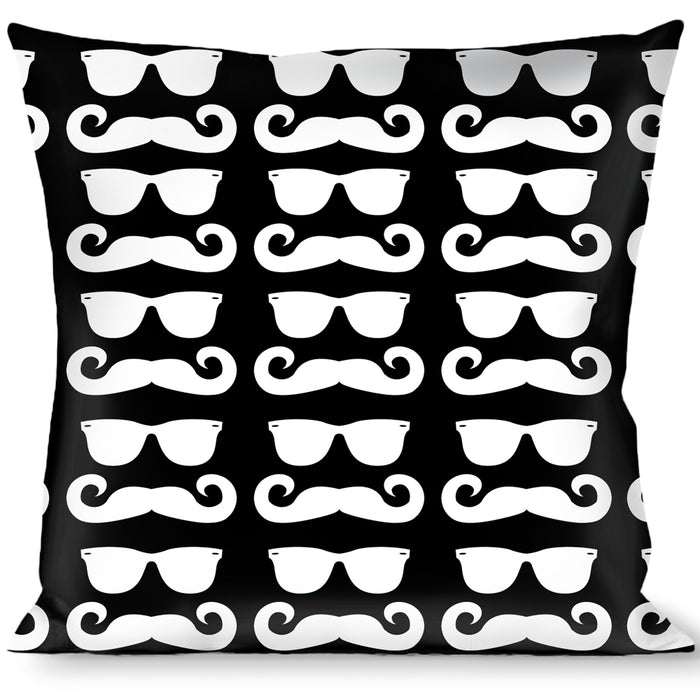 Buckle-Down Throw Pillow - Sunglasses & Mustache Black/White Throw Pillows Buckle-Down   