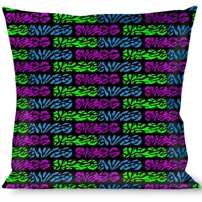Buckle-Down Throw Pillow - SWAGG Black/Zebra Multi Neon Throw Pillows Buckle-Down   