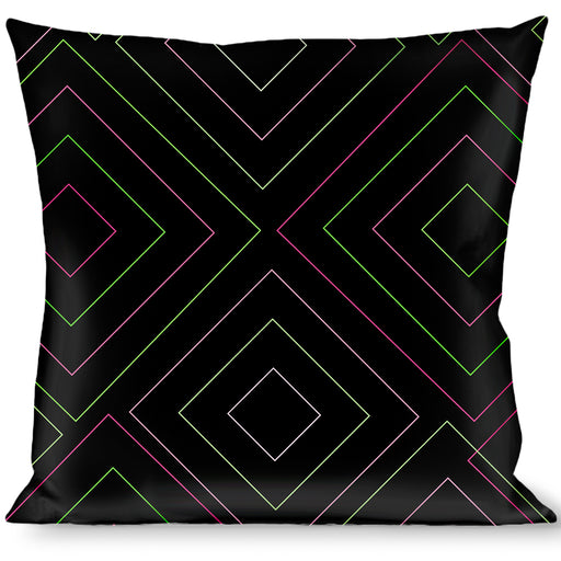 Buckle-Down Throw Pillow - Square Lines Black/Greens/Pinks Throw Pillows Buckle-Down   