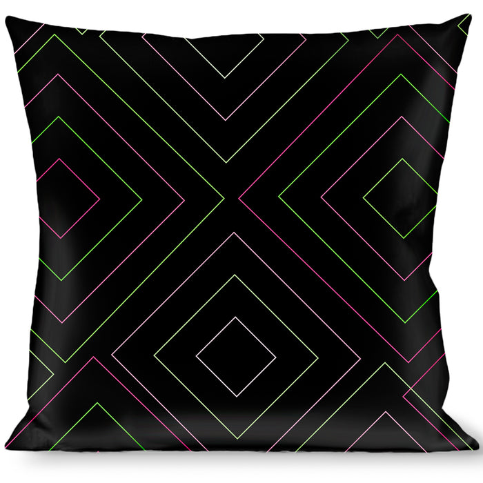 Buckle-Down Throw Pillow - Square Lines Black/Greens/Pinks Throw Pillows Buckle-Down   