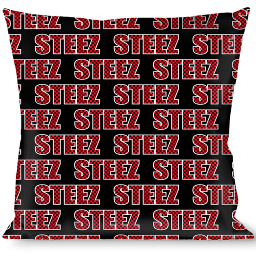Buckle-Down Throw Pillow - STEEZ Black/Checker Black/Red Throw Pillows Buckle-Down   