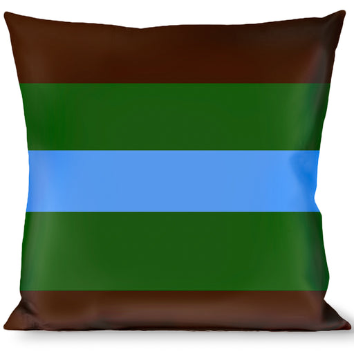 Buckle-Down Throw Pillow - Stripes Brown/Green/Baby Blue Throw Pillows Buckle-Down   