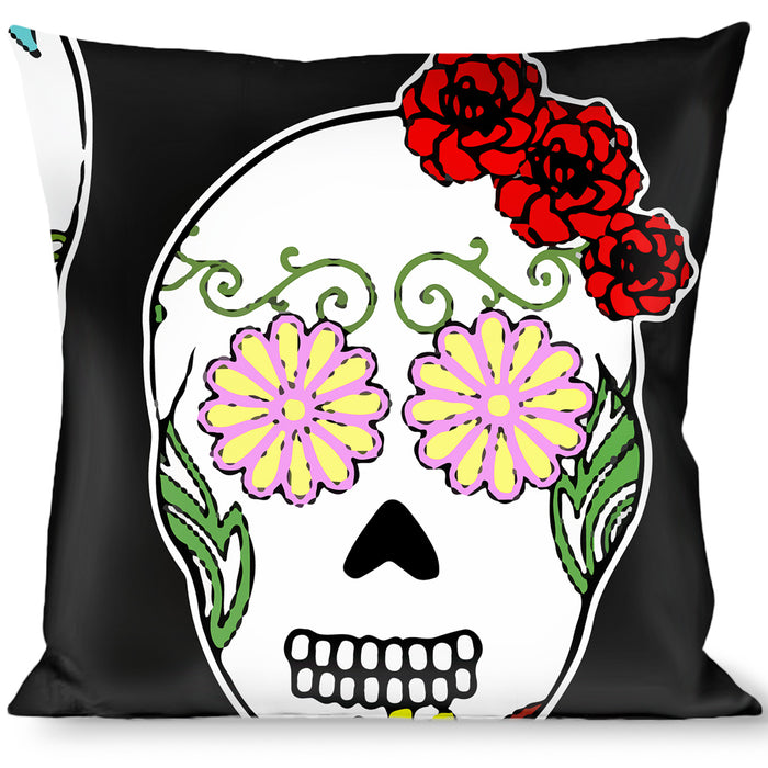 Buckle-Down Throw Pillow - Sugar Skull Outline Black/Multi Color Throw Pillows Buckle-Down   