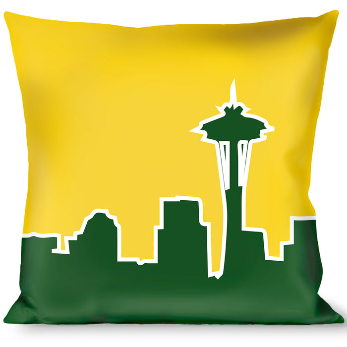 Buckle-Down Throw Pillow - Seattle Skyline Yellow/Emerald Green Throw Pillows Buckle-Down   