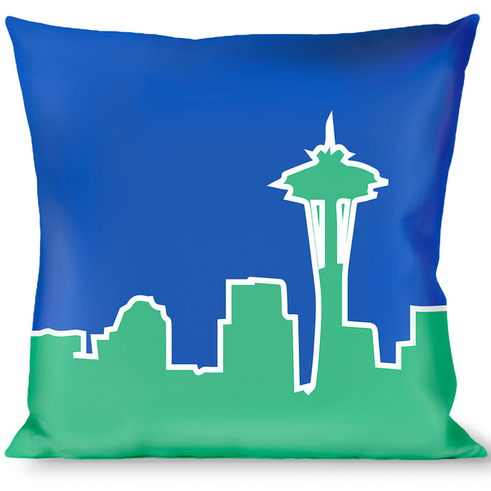 Buckle-Down Throw Pillow - Seattle Skyline Blue/Green Throw Pillows Buckle-Down   