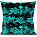 Buckle-Down Throw Pillow - Skulls Stacked Weathered Black/Teal Throw Pillows Buckle-Down   
