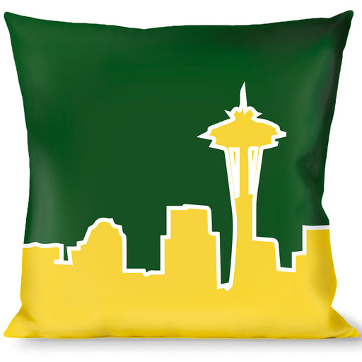 Buckle-Down Throw Pillow - Seattle Skyline Green/Yellow Throw Pillows Buckle-Down   