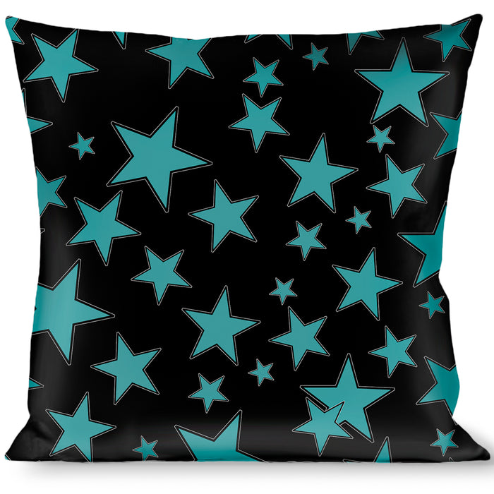 Buckle-Down Throw Pillow - Stars/Multi Stars Black/Turquoise Throw Pillows Buckle-Down   