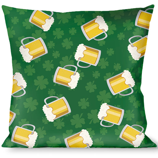 Buckle-Down Throw Pillow - St. Pat's Clovers/Beer Mugs Greens Throw Pillows Buckle-Down   