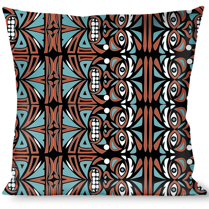 Buckle-Down Throw Pillow - Totem Carvings Black/White/Orange/Turquoise Throw Pillows Buckle-Down   