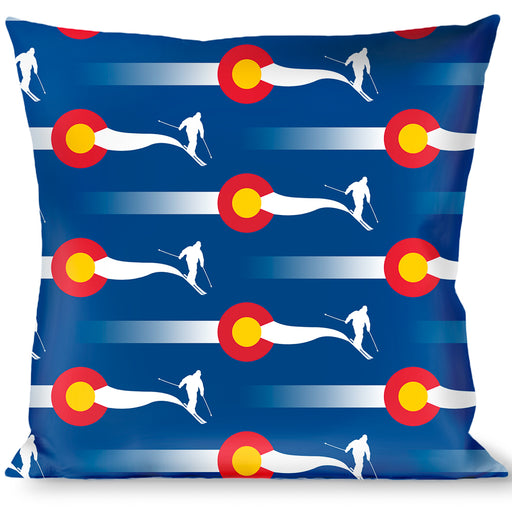 Buckle-Down Throw Pillow - Colorado Skier2 Blue/White/Red/Yellow Throw Pillows Buckle-Down   