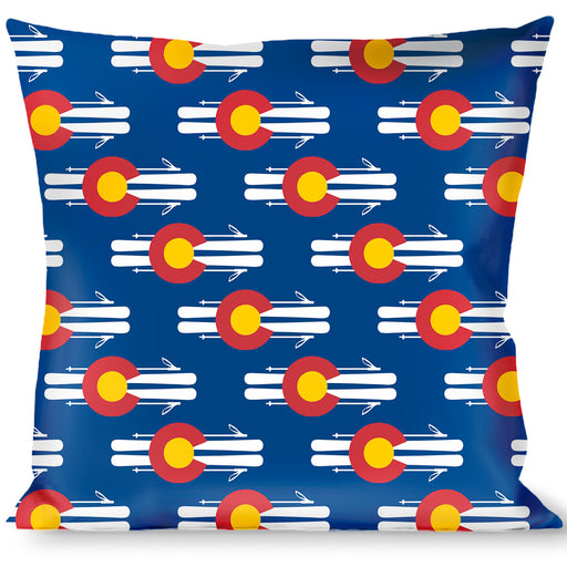 Buckle-Down Throw Pillow - Colorado Logo/Skis Blue/White/Red/Yellow Throw Pillows Buckle-Down   