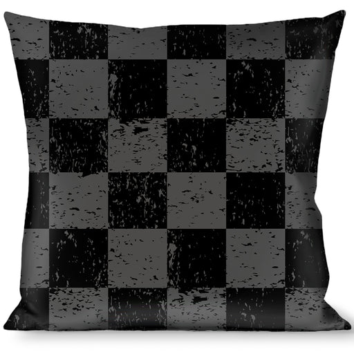 Buckle-Down Throw Pillow - Checker Weathered2 Black/Gray Throw Pillows Buckle-Down   
