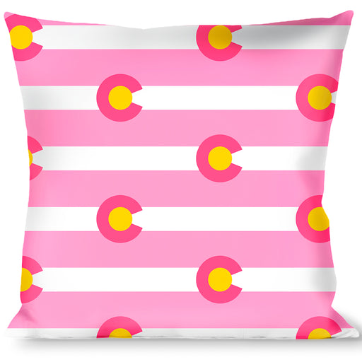 Buckle-Down Throw Pillow - Colorado Flags5 Repeat Light Pink/White/Pink/Yellow Throw Pillows Buckle-Down   