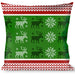 Buckle-Down Throw Pillow - Christmas Stitch Moose/Snowflakes Red/Green Throw Pillows Buckle-Down   
