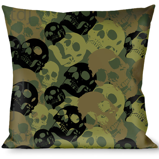 Buckle-Down Throw Pillow - Camo Olive/Black Skull Yard2 Throw Pillows Buckle-Down   