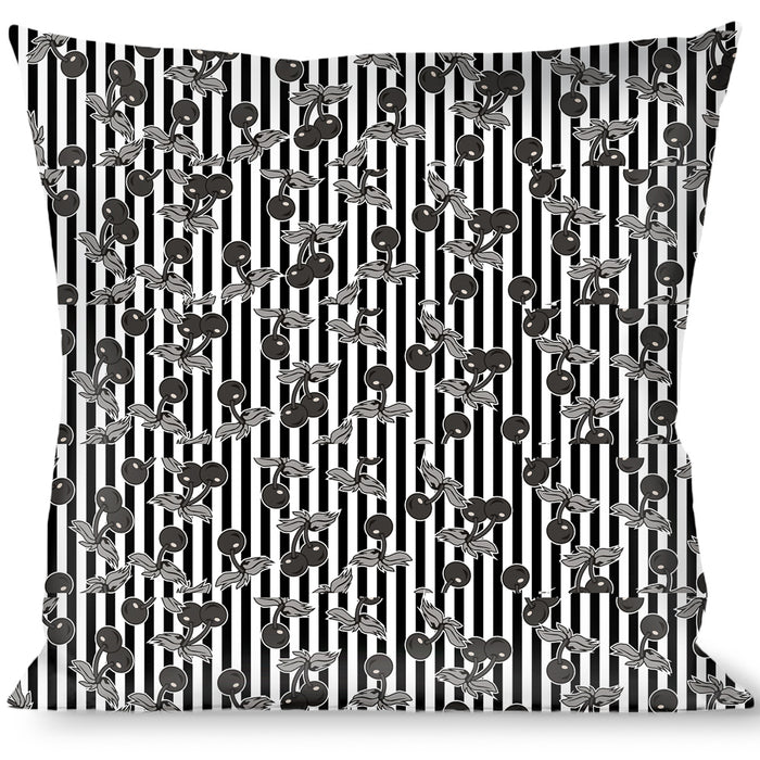 Buckle-Down Throw Pillow - Cherries Scattered/Vertical Stripe White/Black/Grays Throw Pillows Buckle-Down   