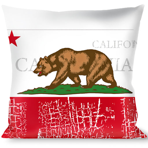 Buckle-Down Throw Pillow - CALIFORNIA Bear/Star/Crackle Stripe White/Gray/Red Throw Pillows Buckle-Down   