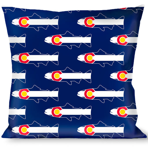 Buckle-Down Throw Pillow - Colorado Trout Flag Blue/White/Red/Yellow Throw Pillows Buckle-Down   