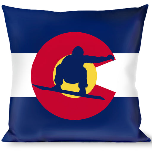 Buckle-Down Throw Pillow - Colorado Flag/Snowboarder Blue/White/Red/Yellow Throw Pillows Buckle-Down   