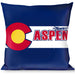 Buckle-Down Throw Pillow - Colorado ASPEN Flag/Snowy Mountains Weathered Blue/White/Red/Yellows Throw Pillows Buckle-Down   