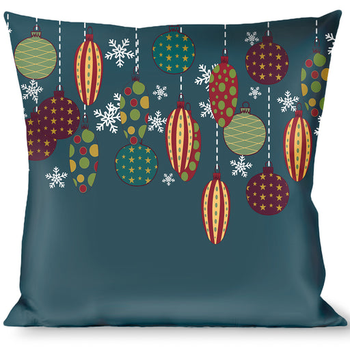 Buckle-Down Throw Pillow - Christmas Ornaments/Snowflakes Blue/White/Multi Color Throw Pillows Buckle-Down   