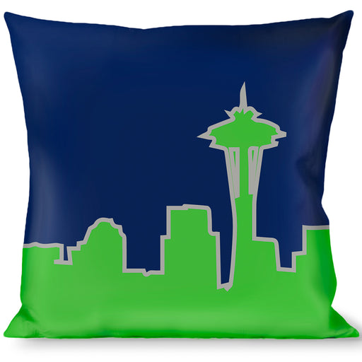 Buckle-Down Throw Pillow - Seattle Skyline Navy/Gray/Green Throw Pillows Buckle-Down   