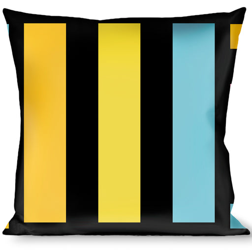 Buckle-Down Throw Pillow - Stripe Blocks Black/Multi Pastel Throw Pillows Buckle-Down   