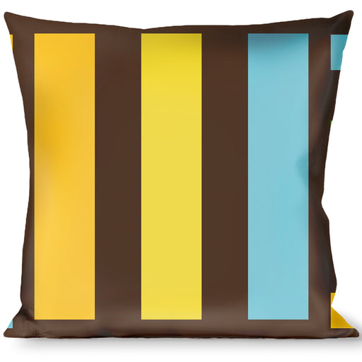 Buckle-Down Throw Pillow - Stripe Blocks Brown/Multi Pastel Throw Pillows Buckle-Down   
