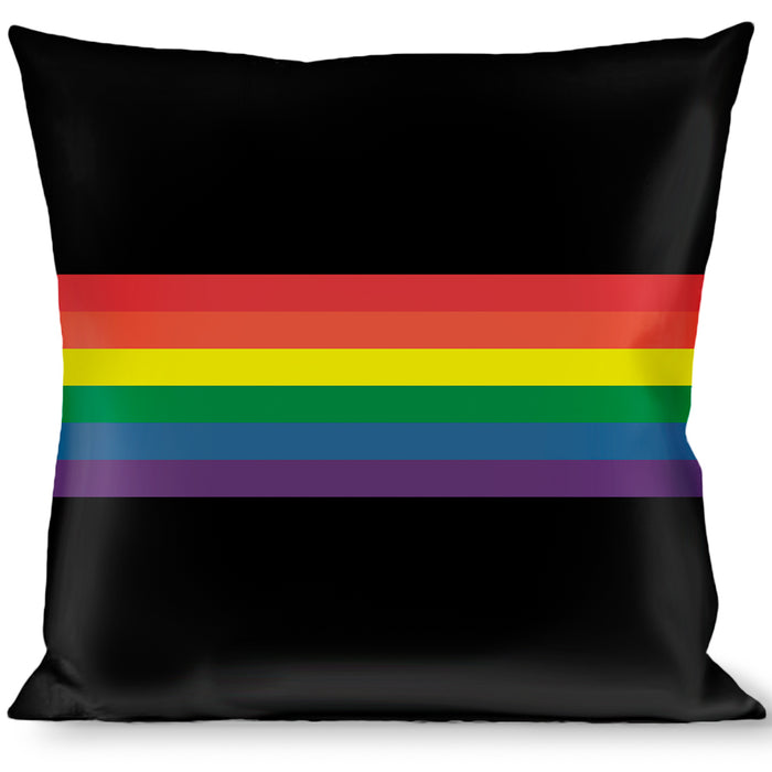 Buckle-Down Throw Pillow - Stripe Black/Rainbow Throw Pillows Buckle-Down   