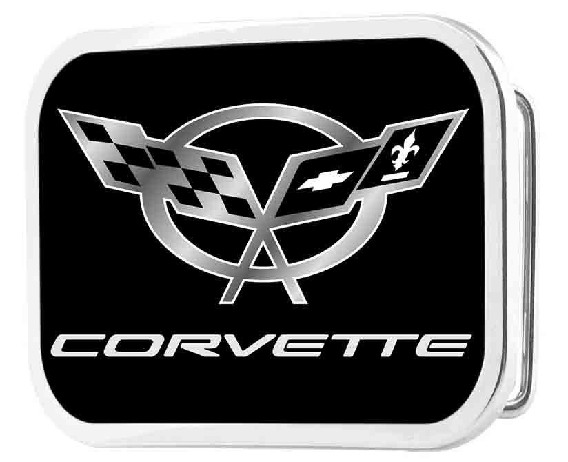 Corvette Framed FCG Black/Silver - Chrome Rock Star Buckle Belt Buckles GM General Motors   