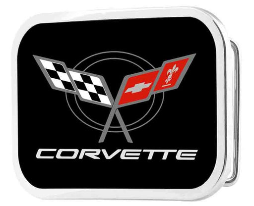 Corvette Framed FCG Black/Red - Chrome Rock Star Buckle Belt Buckles GM General Motors   